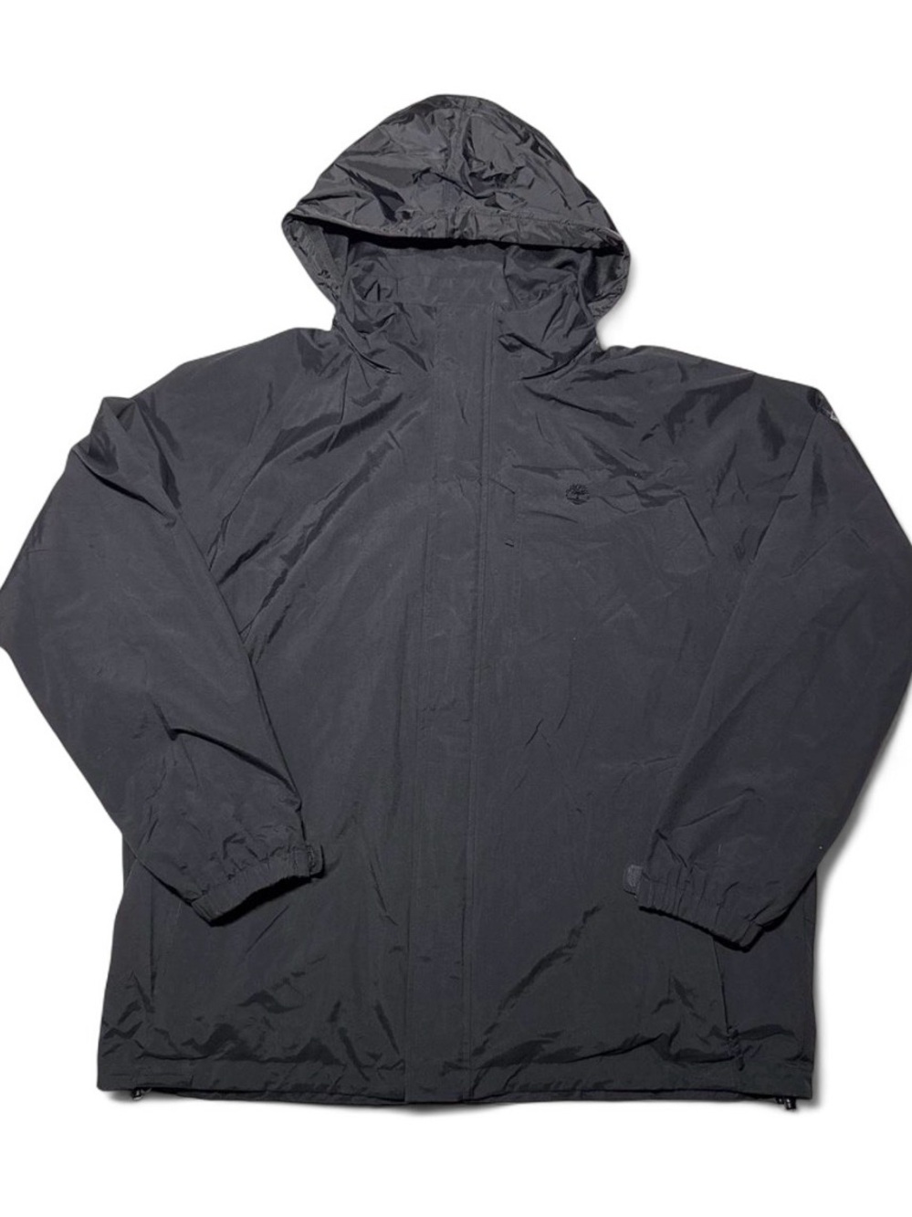 Timberland Waterproof Windbreaker Bomber Jacket Black Fold Hooded Rain Coat XXL